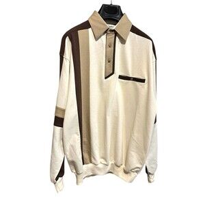 Classics by Palmland men small Retro 70s 80s Three's Company long sleeve Polo